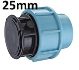 PP-Endkappe für 25 mm PE-Rohr Endstück Endteil (Endkappe 25mm) Schraubfitting