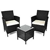 Pre-Assembled Rattan Garden Patio Outdoor Furniture Set Glass Top Table Chairs