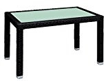 Premium Garten Rattan Glas Tisch 205x100 cm schwarz