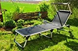 Premium-Gartenliege mit Sonnendach, klappbare Sonnenliege - extrem wetterfest, tragbar, Strandliege, hochwertig bequem und stabil, große Liegefläche ca. 195 x 62 ...