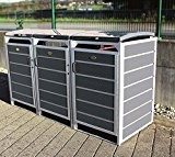 Prewood WPC Mülltonnenbox, Mülltonnenverkleidung für 3x 120l Mülltonne grau // 70x204x113 cm (LxBxH) // Gerätebox, Gartenbox & Mülltonneneinhausung