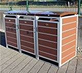 Prewood WPC Mülltonnenbox, Mülltonnenverkleidung für 3x 240l Mülltonne braun // 86x204x127 cm (LxBxH) // Gerätebox, Gartenbox & Mülltonneneinhausung