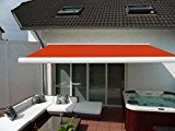 Prime Tech Elektrische Kassettenmarkise / Gelenkarm-Markise 450 x 300 cm / Gehäuse weiss / Tuch orange - rot / #580