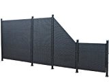 Prime Tech Poly-Rattan Sichtschutz / Zaun, Set 9-teilig in schwarz