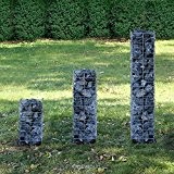 [pro.tec] Säulen - Gabionen 3er-Set (Grundriss rechteckig - 25cm) (150 | 100 | 50 cm hoch) Steingabionen / Spalier /