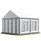 PROFIZELT24 Party-Zelt Festzelt 3x3m Garten-Pavillon -Zelt mit Fenstern, hochwertige 500g/m² PVC Plane in grau-weiß, 100% wasserdicht, vollverzinkte Stahlkonstruktion mit Verbolzung
