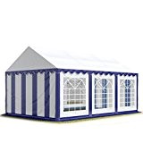 PROFIZELT24 Party-Zelt Festzelt 4x6m Garten-Pavillon -Zelt mit Fenstern, hochwertige 500g/m² PVC Plane in blau-weiß, 100% wasserdicht, vollverzinkte Stahlkonstruktion mit Verbolzung