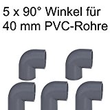 PVC Rohre und Fitting Ø 40 mm Fitting Winkel Kniestück Adapter Muffen T-Stück Kappen (5 x Winkel 90 °)