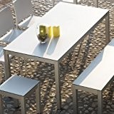 Quadrat Tisch - Gestell alufarben, Platte HPL weiß/anthrazit / 180 x 90 cm, h 76 cm