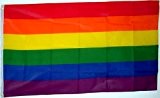 Qualitäts Fahne Flagge Regenbogen Rainbow 90 x 150 cm mit verstärktem Hissband