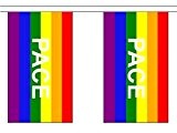Rainbow LGBT Gay Pride Pace (Peace) Polyester Flagge Wimpelkette 6 m (20 ') Wimpelkette mit 20 Flaggen