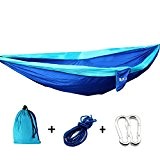Raku® 2 Person (Holding 300KG) beweglicher im Freien Reisen Camping Parachute Nylongewebe Hammock (Blau)