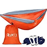 RAKU® 2 Personen geeignet 300 kg) Tragbare Outdoor Reisen Camping Parachute Nylon Stoff Hängematte, Orange