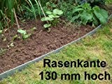 Rasenkanten aus Edelstahl, V2A, 130 mm hoch, Beeteinfassung, 5er Set