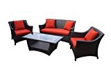 Rattan Lounge Set - Polyrattan Gartenmöbel Garnitur Sofa - Sitzgruppe mit hoher Lehne - braun - 10 cm Kissenauflage - ...