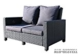 Rattan Lounge Sofa 140cm Couch Futon Couchgarnitur Schwarz