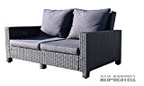 Rattan Lounge Sofa 200cm Couch Futon Couchgarnitur Schwarz