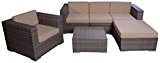 Rattan Sitzgruppe Ecksofa Loungegruppe L-Sofa in grau breite Armlehnen inkl. wasserabweisenden Kissen Aluminiumgestell