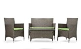 Rattan4Life Sitzgruppe Avignon, 4-teilig Deluxe Polyrattan Gartenmöbel Set, Sofa / Lounge / Gartengarnitur / Kissenbezüge, Rattan grau / braun, Bezug ...