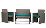 Rattan4Life Sitzgruppe Neapel, 4-teilig Deluxe Polyrattan Gartenmöbel Set, Sofa / Lounge / Gartengarnitur / Kissenbezüge, Rattan grau / braun, Bezug ...