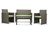 Rattan4Life Sitzgruppe Neapel, 4-teilig Deluxe Polyrattan Gartenmöbel Set, Sofa / Lounge / Gartengarnitur / Kissenbezüge, Rattan grau / braun, Bezug ...