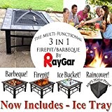 RayGar Multifunktionaler 3-in-1 Outdoor-Garten-BBQ-Grill / -Terrassenstrahler / -Feuerschale, Metall-Feuerstelle + Schutzhülle