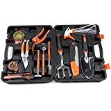 RayMoon 12 Stück Professional Outdoor Gartengeräte Werkzeug Set mit Aufbewahrungskoffer