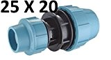 Reduzier Stück Verschraubung für 25 mm auf 20 mm PE-Rohr -- Verschraubung Kupplung Verbinder Fitting Fittings
