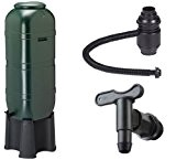 Regensammler Wassertonne für 100 Liter mit Standfuß, Füllautomat (Befüllsystem) und Wasserhahn bzw. Ablaufventil