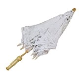 Regenschirm - SODIAL(R)1X Altweiss Baumwollhandgemachte Parasol Spitze Sonnenschirm Partei Hochzeit Braut