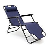 Relaxdays Sonneliege klappbar, 3-fach verstellbar mit Polyesterbezug und Armlehnen Liegestuhl, dunkelblau, 153 x 60,5 x 35 cm, 10020080