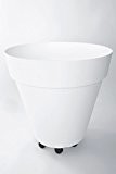 Rollbarer XL Pflanzkübel aus Kunststoff in strahlendem Weiß. Maße: Ø 49 x H 45 cm. 50 Liter Volumen! Auch als ...