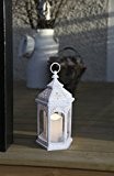 Romantisch dekorative LED Laterne 36 cm x 18 cm mit LED - Kerze flackernd - in WEISS - inklusive Fernbedienung ...