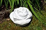 Rose Keramik Deko ca. 16,5cm grau weiß shabby Gartendeko rustikal Garten