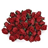 ROSENICE Rote Rosen Künstliche Blume Rosen Blumen Kunstrose Rosenköpfe Hochzeit Party Dekoration (Rot) - 50 Stücke