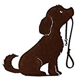 Rost - Hund mit Leine - Höhe: 50cm - Auf Platte & Fester Stand - Hochwertige Gartendekoration
