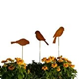 Rost - Kleiner Gartenstecker - 6 Stück Sortiert - Maße Vogel 13cm - Maße Gesamt 40cm - Hochwertige Gartendekoration
