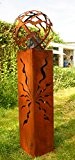 Rostsäulen Fackel 100cm mit Muster Gartenkugel Feuerkugel Rostkugel *