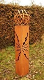 Rostsäulen Fackel 125cm mit Muster Gartenkugel Feuerkugel Rostkugel *