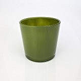 Runde Vase / Blumentopf ALENA, dunkelgrün, 16cm, Ø17cm - Dekovase / Konisches Glas