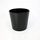 Runde Vase / Blumentopf ALENA, schwarz, 16cm, Ø17cm - Dekovase / Konisches Glas