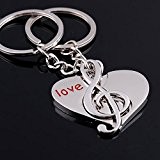 ryadia (TM) 2 Schlüssel Ring Paare Romantische Schlüsselanhänger Love Sweet Love Herz Musik Schlüsselanhänger, Geschenk LLAVERO EE
