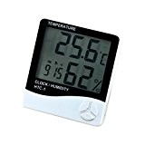 Rymall LCD Digitaluhr Wecker mit Datum und Temperatur Anzeige, Thermometer, Hygrometer, Raumklimakontrolle (Schwarz und weiß)