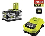 Ryobi Akku RBC18L50 18 V und Ladegerät, 1 Stück, schwarz, grün, 5133002601