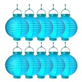 S/O® 10er Pack LED Lampions Blau Laterne Lampion Garten Balkon Terrasse Party Beleuchtung Dekoration