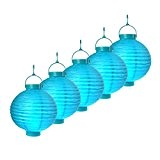 S/O® 5er Pack LED Lampions Blau Laterne Lampion Garten Balkon Terrasse Party Beleuchtung Dekoration