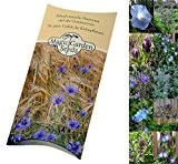 Saatgut Set: 'Blaue Blüten', 6 hellblau, violett und dunkelblau blühende Blumen für den Garten als Samen in schöner Geschenkverpackung