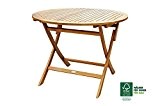 SAM® Akazie-Holz Gartentisch, FSC® 100% zertifiziert, massiver Holztisch, einfach zu verstauen, ideal für Balkon Garten oder Terrasse, ca. 100 cm ...