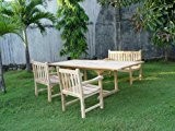 SAM® Gartengruppe Caracas, 4 teilig, Gartenmöbel aus Teak-Holz, mit 2 x Garten-Sessel Caracas und 1 x Garten-Bank Caracas, Auszieh-Tisch mit ...