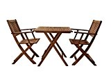 SAM® Robuste Gartengruppe 3tlg., aus Akazienholz, bestehend aus 1 x Tisch + 2 x Klappstuhl, Garten-Tischgruppe, schöne Maserung, massives Holz, ...